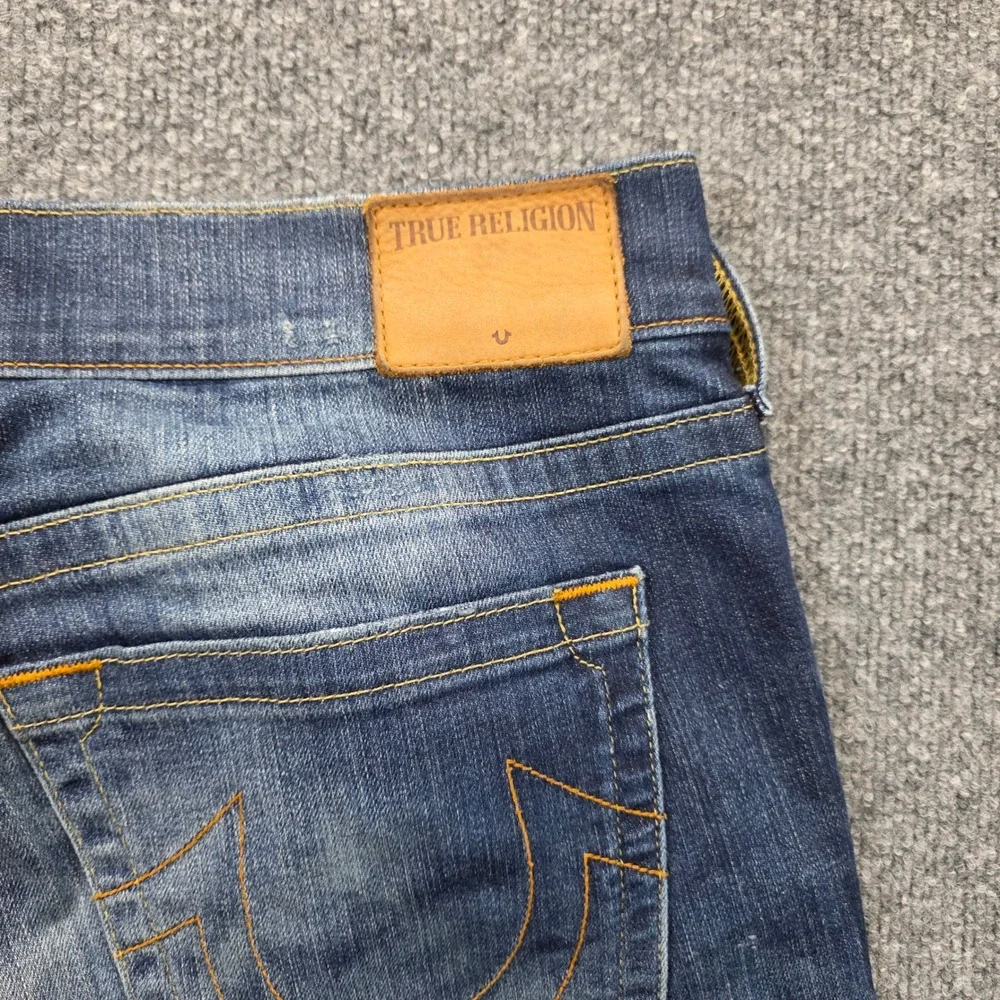 True Religion Rocco Relaxed Skinny Jeans Mens 36X34 Blue Denim Button Fly USA